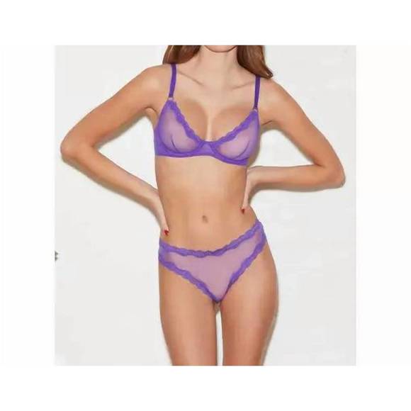 FLEUR DU MAL Other - NEW FLEUR DU MAL sheer tulle lace thong in pansy